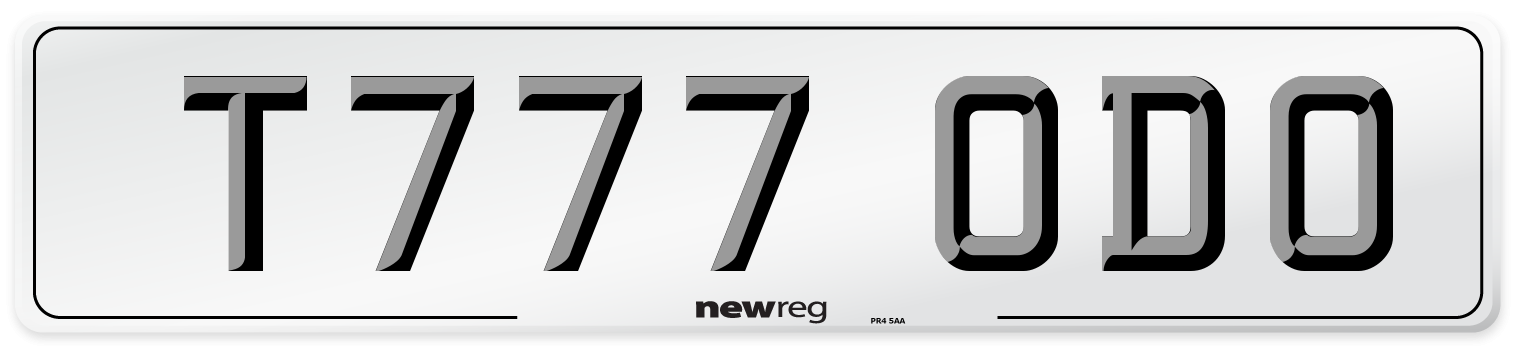 T777 ODO Number Plate from New Reg